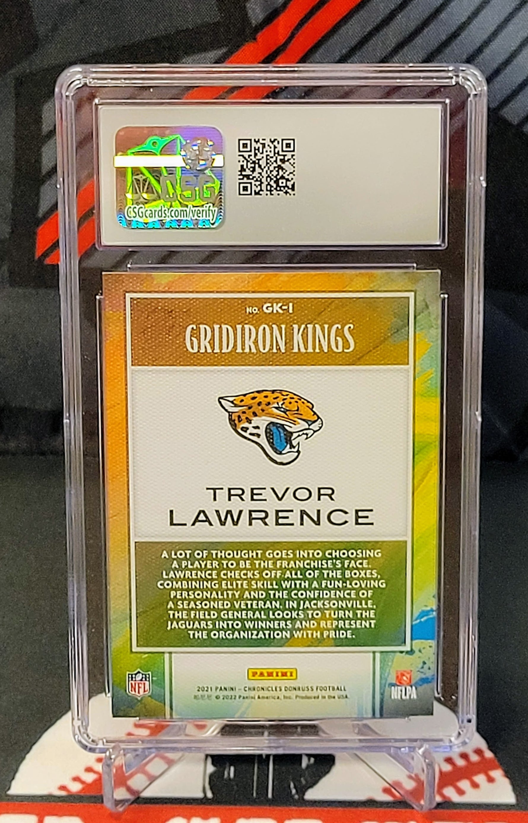 Trevor Lawrence Jaguars #GK-1 Rookie GridIron Kings Pink Graded - CSG 9 image 1