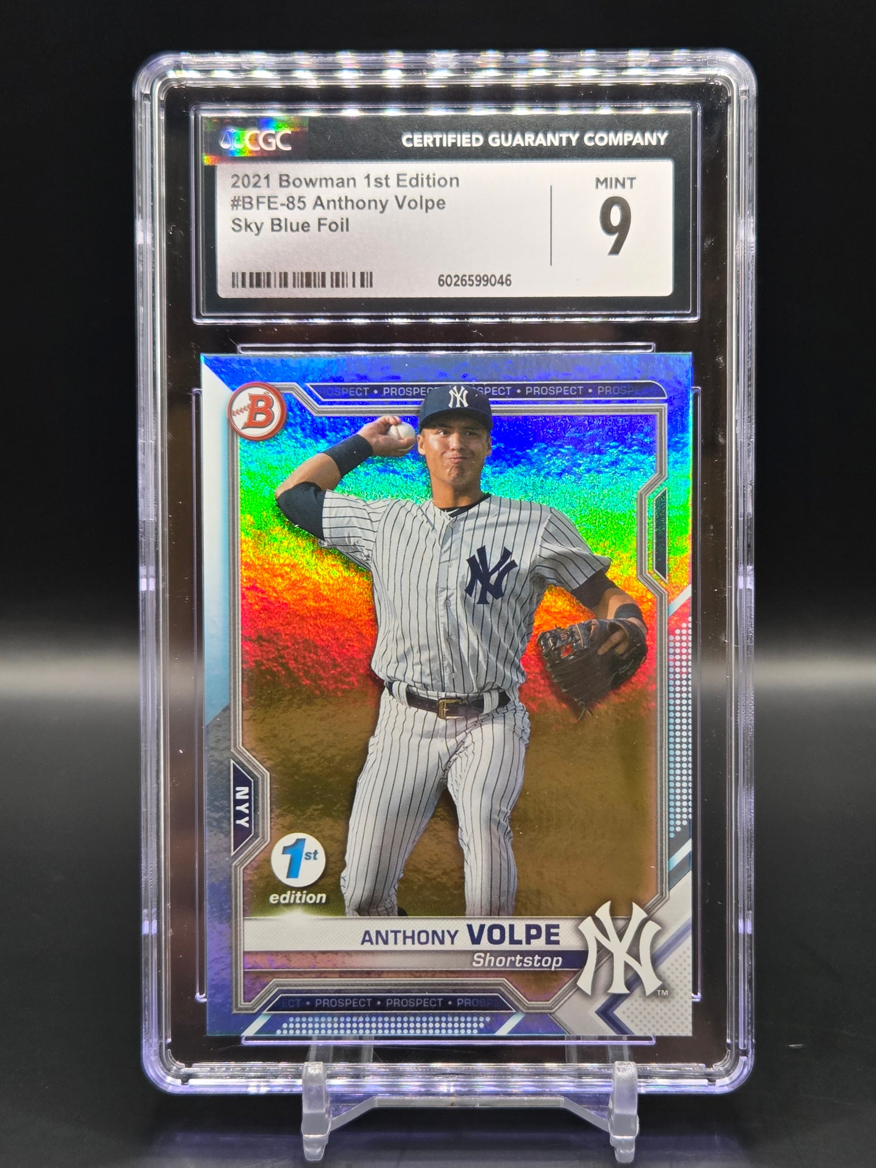 Anthony Volpe NY Yankees 2021 Bowman Sky Blue 1st Edition #BFE-85 - Graded CGC 9 image 0