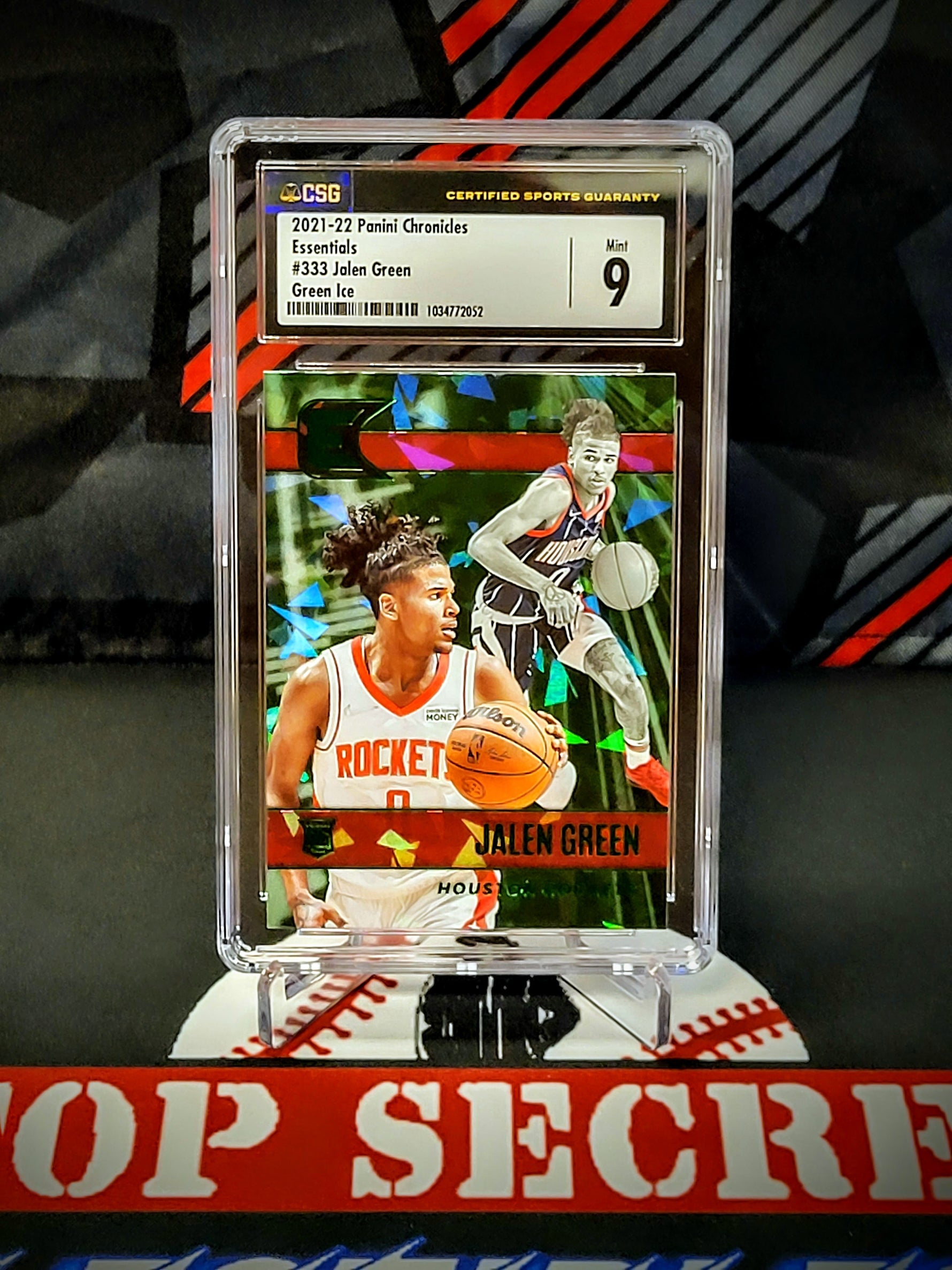 Jalen Green Rockets 2021-22 Essentials Green Ice RC #333 Graded - CSG 9 image 0