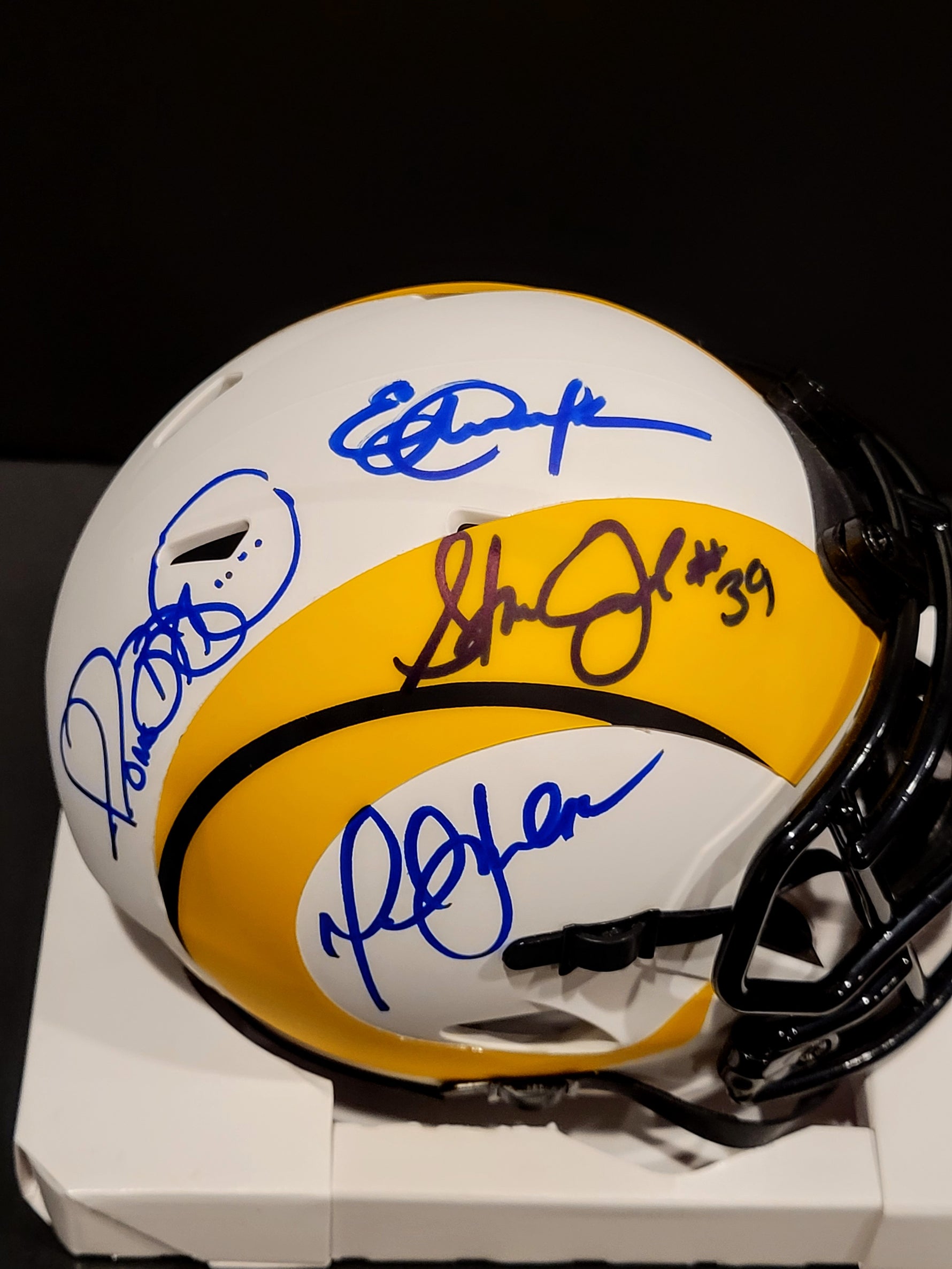 RAMS Running Backs Signed/AUTO Rams Lunar Eclipse Mini Helmet - Radke COA image 1